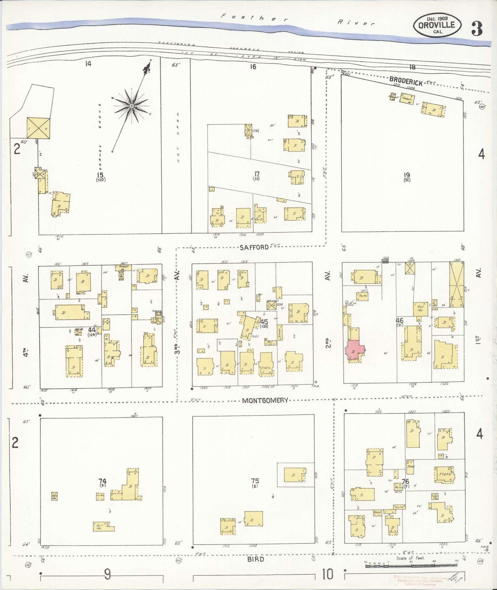 Sanborn Fire Insurance Map from Oroville, Butte County, California (1909), Sheet #0003 - Complete Map Set gallery image, historic Sanborn map, vintage wall art, California California