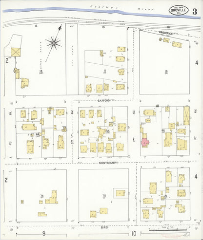 Sanborn Fire Insurance Map from Oroville, Butte County, California (1909), Sheet #0003 - Complete Map Set gallery image, historic Sanborn map, vintage wall art, California California