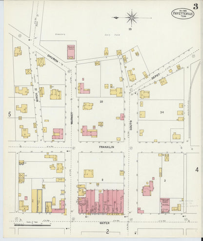 Sanborn Fire Insurance Map from Fayetteville, Lincoln County, Tennessee (1902), Sheet #0003 - Complete Map Set gallery image, historic Sanborn map, vintage wall art, Tennessee Tennessee
