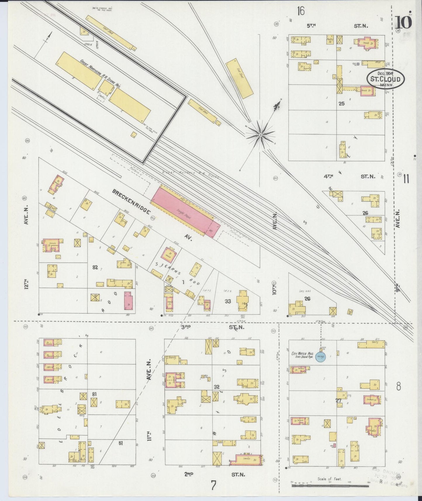 Sanborn Fire Insurance Map from Saint Cloud, Stearns, Benton, and Sherburne Counties, Minnesota (1904), Sheet #0010 - Complete Map Set gallery image, historic Sanborn map, vintage wall art, Minnesota Minnesota