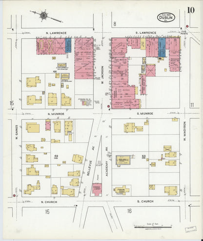 Sanborn Fire Insurance Map from Dublin, Laurens County, Georgia (1920), Sheet #0010 - Complete Map Set gallery image, historic Sanborn map, vintage wall art, Georgia Georgia