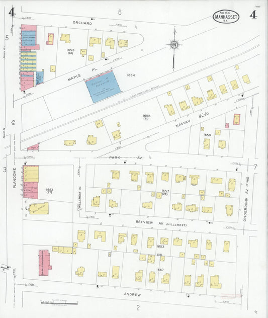 Sanborn Fire Insurance Map from Manhasset, Nassau County, New York (1930), Sheet #0004 - Historic Sanborn Fire Insurance Map Print, vintage old map wall art, antique decor, genealogy gift, New York New York map