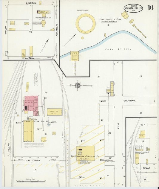 Sanborn Fire Insurance Map from Wichita Falls, Wichita County, Texas (1915), Sheet #0016 - Historic Sanborn Fire Insurance Map Print, vintage old map wall art, antique decor, genealogy gift, Texas Texas map