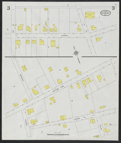 Sanborn Fire Insurance Map from Gurley, Madison County, Alabama (1927), Sheet #0003 - Complete Map Set gallery image, historic Sanborn map, vintage wall art, Alabama Alabama