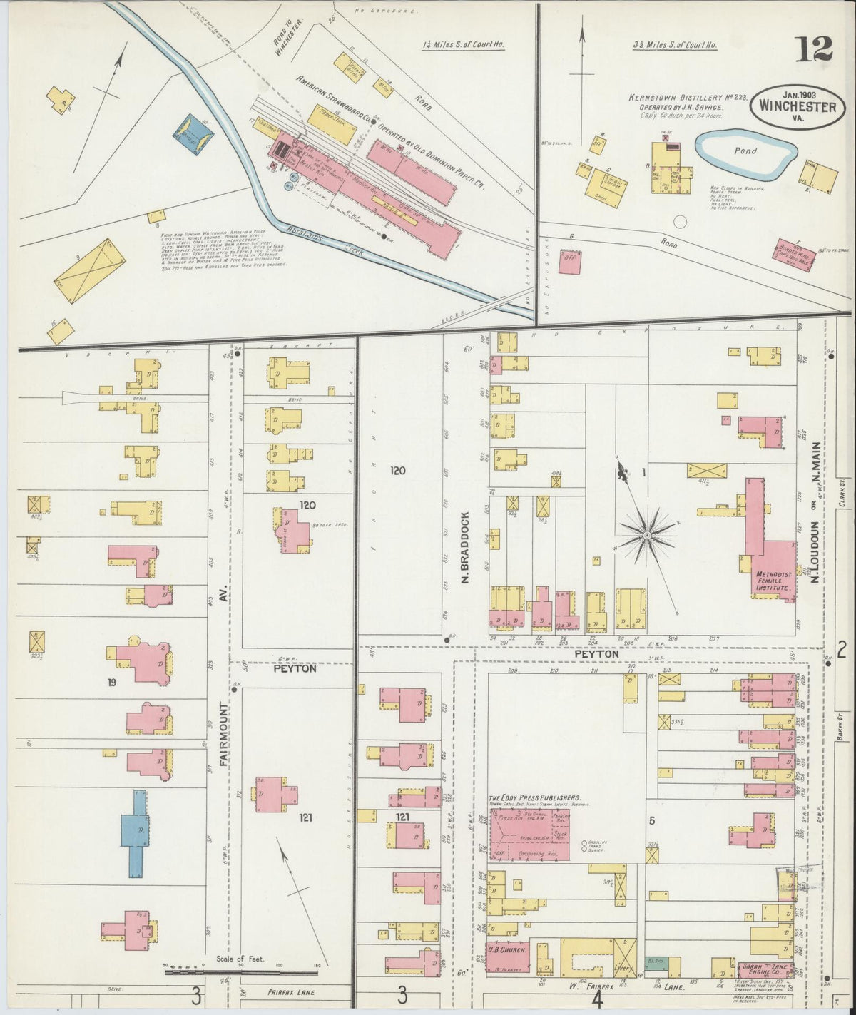 Sanborn Fire Insurance Map from Winchester, Independent Cities, Virginia (1903), Sheet #0012 - Complete Map Set gallery image, historic Sanborn map, vintage wall art, Virginia Virginia