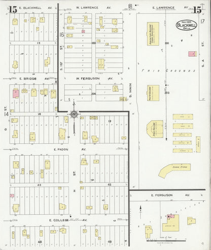Sanborn Fire Insurance Map from Blackwell, Kay County, Oklahoma (1925), Sheet #0015 - Complete Map Set gallery image, historic Sanborn map, vintage wall art, Oklahoma Oklahoma