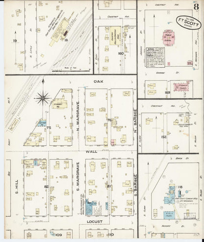 Sanborn Fire Insurance Map from Fort Scott, Bourbon County, Kansas (1884), Sheet #0008 - Complete Map Set gallery image, historic Sanborn map, vintage wall art, Kansas Kansas