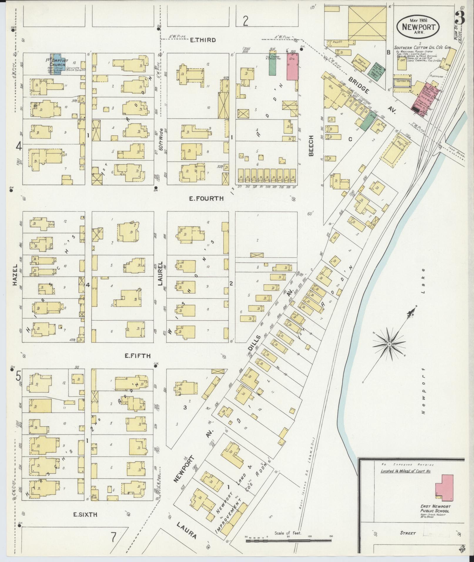 Sanborn Fire Insurance Map from Newport, Jackson County, Arkansas (1908), Sheet #0003 - Historic Sanborn Fire Insurance Map Print, vintage old map wall art, antique decor, genealogy gift, Arkansas Arkansas map