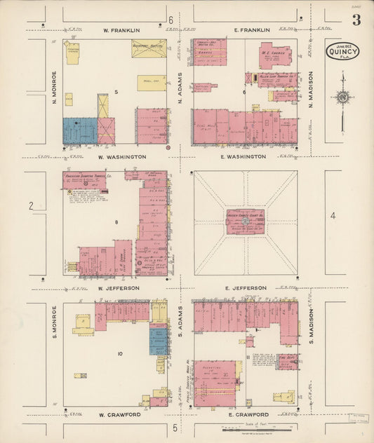 Sanborn Fire Insurance Map from Quincy, Gadsden County, Florida (1922), Sheet #0003 - Historic Sanborn Fire Insurance Map Print, vintage old map wall art, antique decor, genealogy gift, Florida Florida map