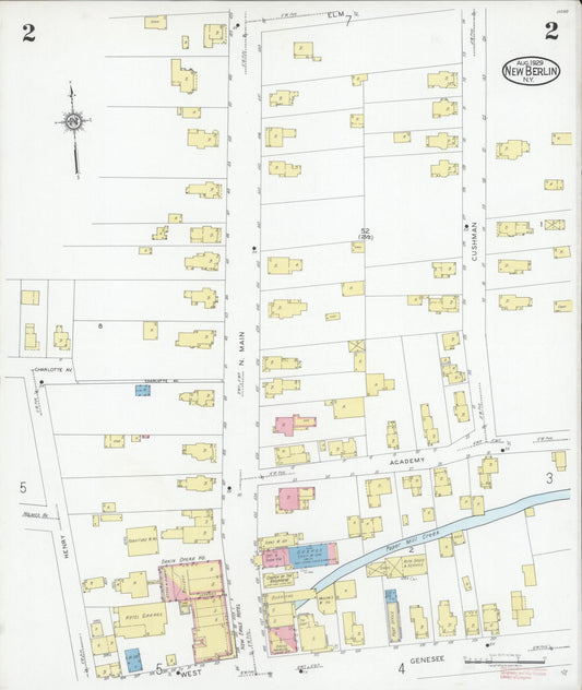 Sanborn Fire Insurance Map from New Berlin, Chenango County, New York (1929), Sheet #0002 - Historic Sanborn Fire Insurance Map Print, vintage old map wall art, antique decor, genealogy gift, New York New York map