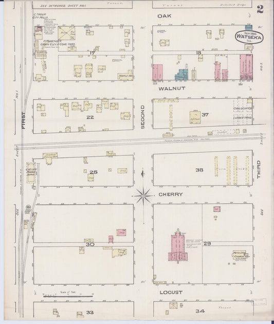 Sanborn Fire Insurance Map from Watseka, Iroquois County, Illinois (1885), Sheet #0002 - Historic Sanborn Fire Insurance Map Print, vintage old map wall art, antique decor, genealogy gift, Illinois Illinois map