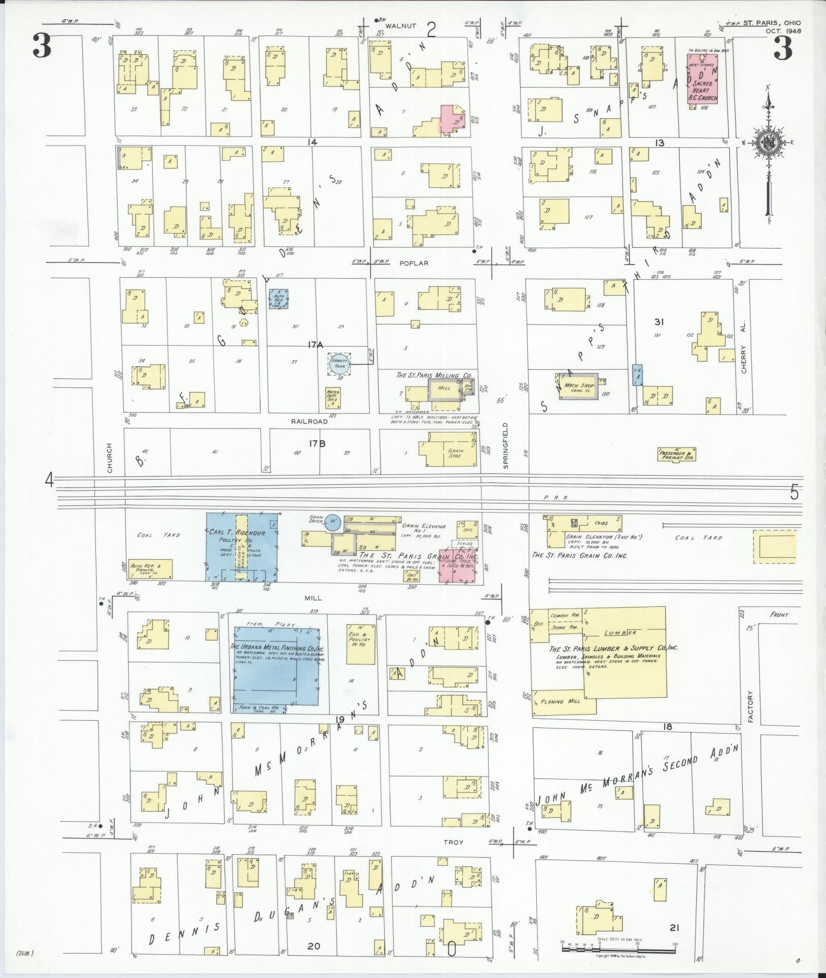 Sanborn Fire Insurance Map from Saint Paris, Champaign County, Ohio (1948), Sheet #0003 - Complete Map Set gallery image, historic Sanborn map, vintage wall art, Ohio Ohio