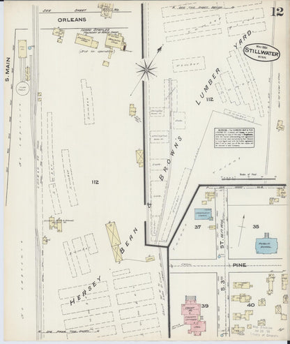 Sanborn Fire Insurance Map from Stillwater, Washington County, Minnesota (1884), Sheet #0012 - Historic Sanborn Fire Insurance Map Print, vintage old map wall art, antique decor, genealogy gift, Minnesota Minnesota map
