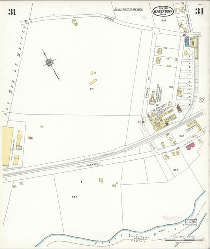 Sanborn Fire Insurance Map from Watertown, Middlesex County, Massachusetts (1923), Sheet #0031 - Historic Sanborn Fire Insurance Map Print, vintage old map wall art, antique decor, genealogy gift, Massachusetts Massachusetts map