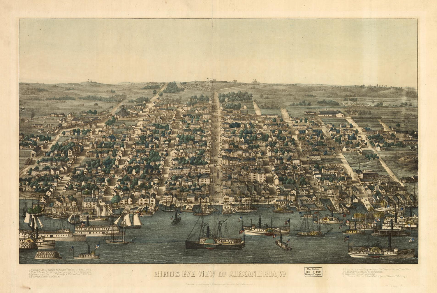 Birds eye view of Alexandria, Va. (1863) – Historic Bird’s-Eye View Panorama Print