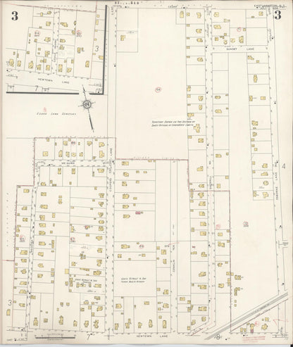 Sanborn Fire Insurance Map from Easthampton, Suffolk County, New York (1943), Sheet #0003 - Complete Map Set gallery image, historic Sanborn map, vintage wall art, New York New York