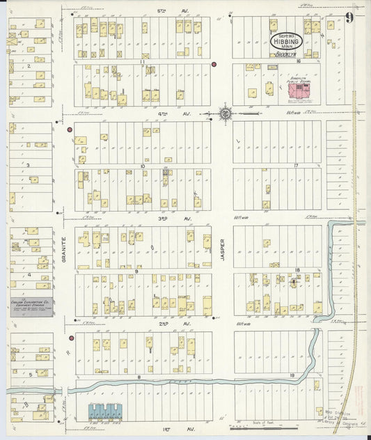 Sanborn Fire Insurance Map from Hibbing, Saint Louis County, Minnesota (1913), Sheet #0009 - Historic Sanborn Fire Insurance Map Print, vintage old map wall art, antique decor, genealogy gift, Minnesota Minnesota map