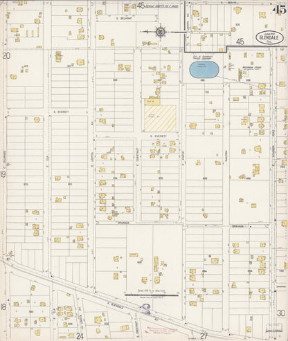 Sanborn Fire Insurance Map from Glendale, Los Angeles County, California (1919), Sheet #0045 - Complete Map Set gallery image, historic Sanborn map, vintage wall art, California California
