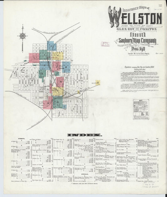 Sanborn Fire Insurance Map from Wellston, Jackson County, Ohio (1911), Sheet #0001 - Complete Map Set gallery image, historic Sanborn map, vintage wall art, Ohio Ohio