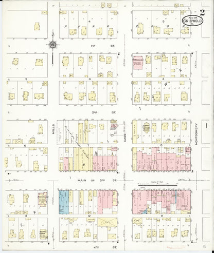 Sanborn Fire Insurance Map from Griswold, Cass County, Iowa (1914), Sheet #0002 - Historic Sanborn Fire Insurance Map Print, vintage old map wall art