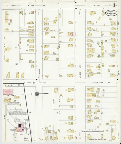 Sanborn Fire Insurance Map from Vineland, Cumberland County, New Jersey (1912), Sheet #0003 - Complete Map Set gallery image, historic Sanborn map, vintage wall art, New Jersey New Jersey