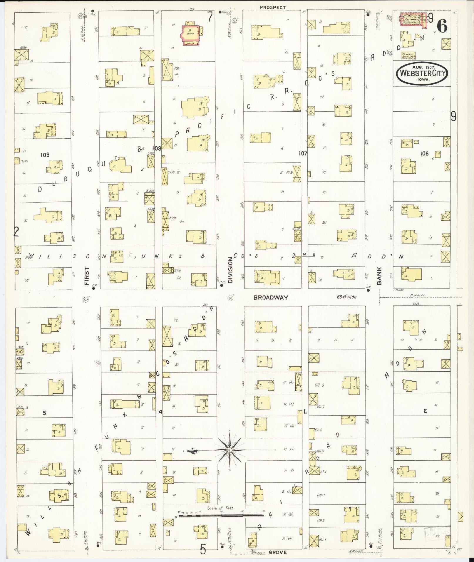 Sanborn Fire Insurance Map from Webster City, Hamilton County, Iowa (1907), Sheet #0006 - Historic Sanborn Fire Insurance Map Print