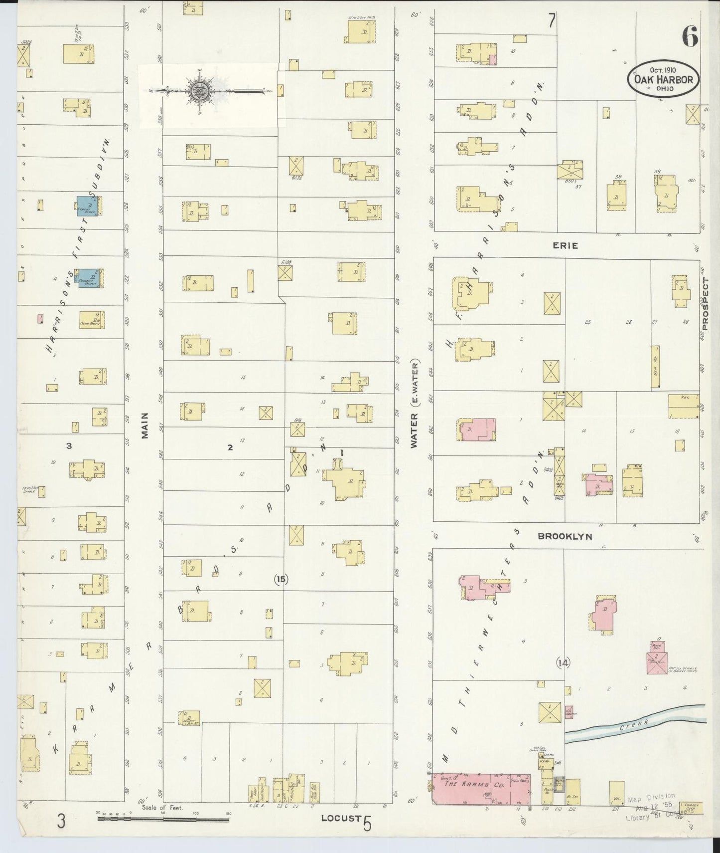 Sanborn Fire Insurance Map from Oak Harbor, Ottawa County, Ohio (1910), Sheet #0006 - Historic Sanborn Fire Insurance Map Print, vintage old map wall art, antique decor, genealogy gift, Ohio Ohio map