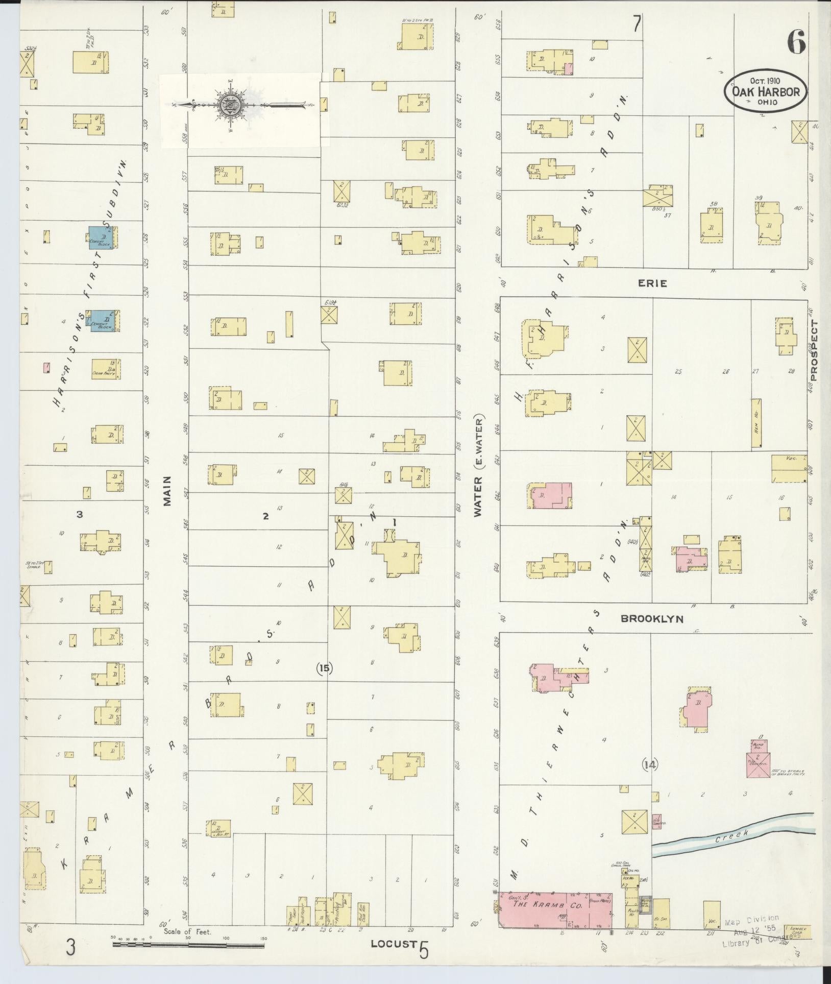 Sanborn Fire Insurance Map from Oak Harbor, Ottawa County, Ohio (1910), Sheet #0006 - Historic Sanborn Fire Insurance Map Print, vintage old map wall art, antique decor, genealogy gift, Ohio Ohio map