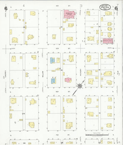 Sanborn Fire Insurance Map from Pecos, Reeves County, Texas (1927), Sheet #0006 - Complete Map Set gallery image, historic Sanborn map, vintage wall art, Texas Texas
