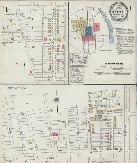 Sanborn Fire Insurance Map from Koppel, Beaver County, Pennsylvania (1923), Sheet #0001 - Complete Map Set gallery image, historic Sanborn map, vintage wall art, Pennsylvania Pennsylvania