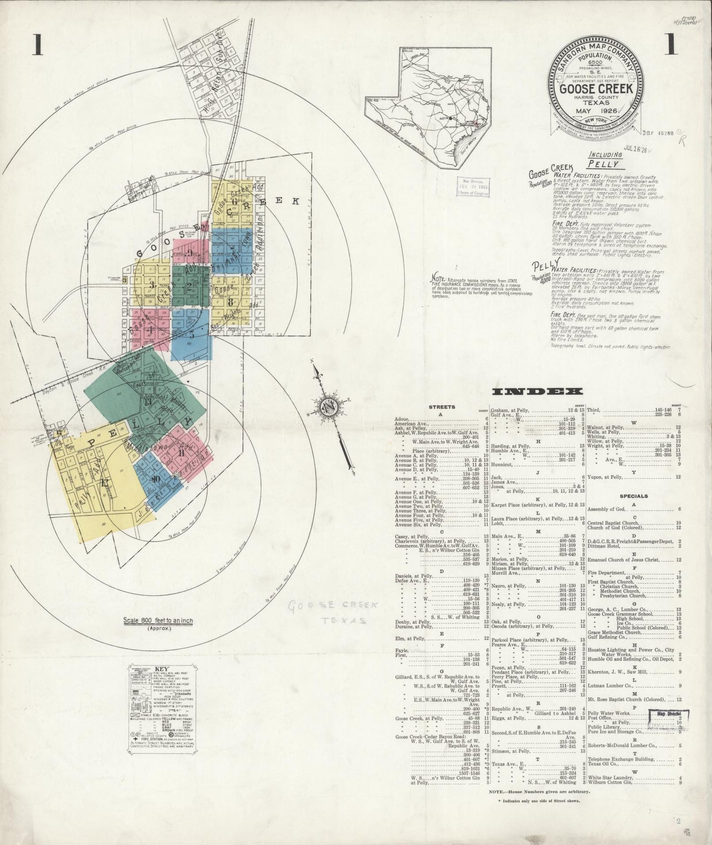 Sanborn Fire Insurance Map from Goose Creek, Harris County, Texas. (1926) – Historic Sanborn Fire Insurance Map Print