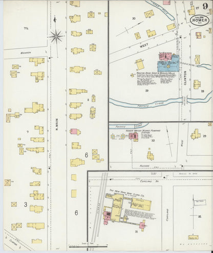 Sanborn Fire Insurance Map from Homer, Cortland County, New York (1898), Sheet #0009 - Historic Sanborn Fire Insurance Map Print, vintage old map wall art, antique decor, genealogy gift, New York New York map