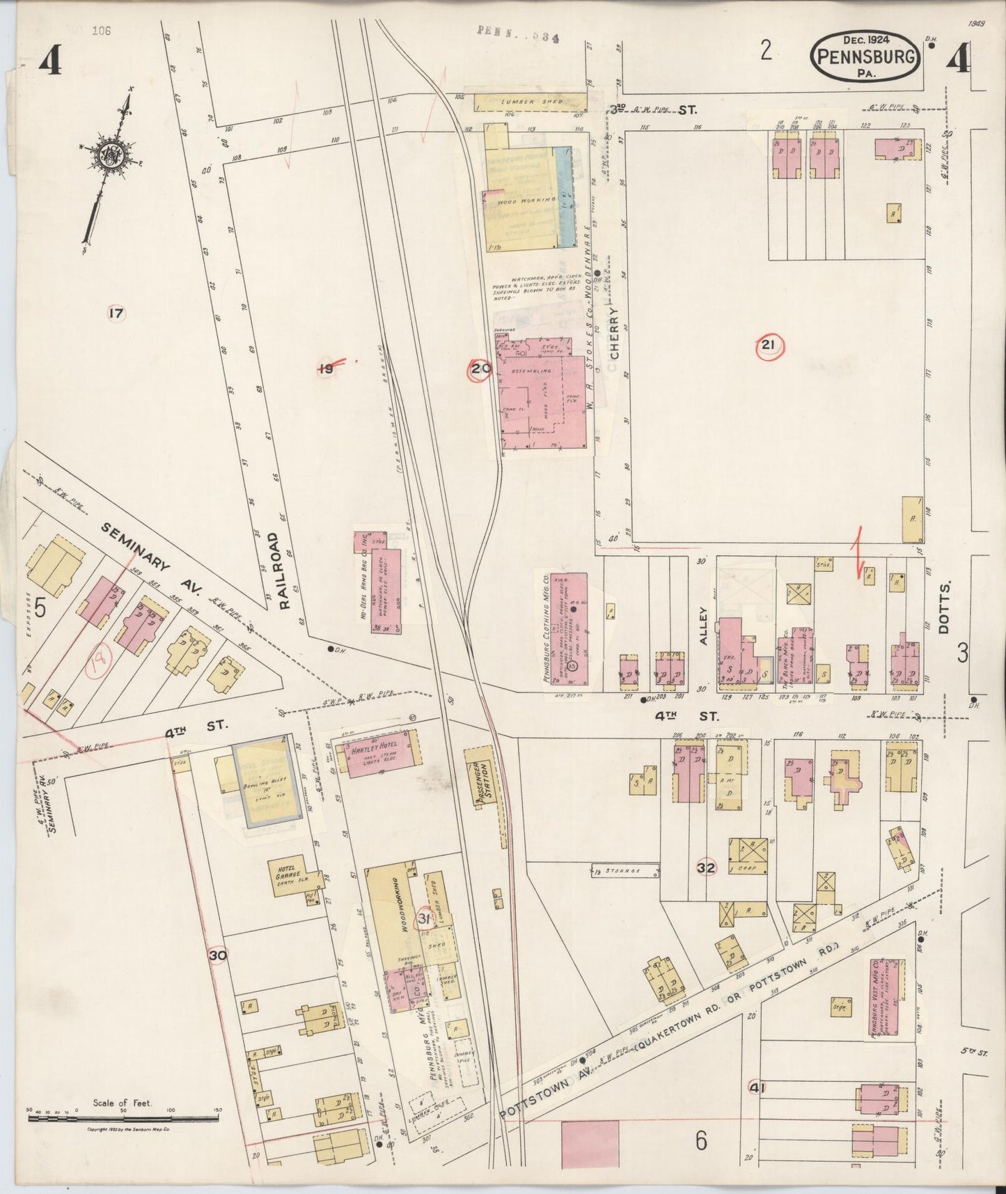 Sanborn Fire Insurance Map from Pennsburg, Montgomery County, Pennsylvania (1933), Sheet #0004 - Complete Map Set gallery image, historic Sanborn map, vintage wall art, Pennsylvania Pennsylvania