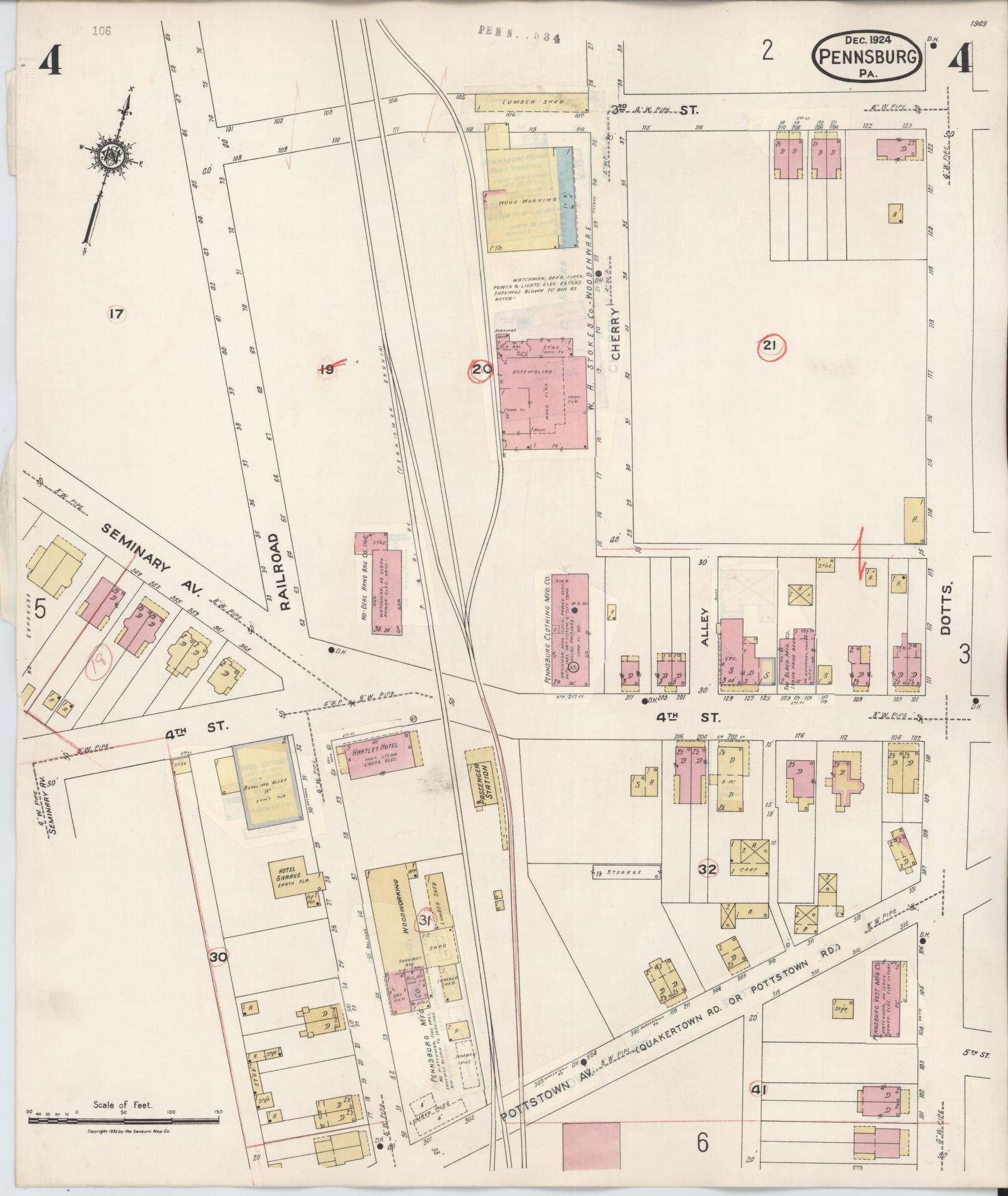 Sanborn Fire Insurance Map from Pennsburg, Montgomery County, Pennsylvania (1933), Sheet #0004 - Complete Map Set gallery image, historic Sanborn map, vintage wall art, Pennsylvania Pennsylvania