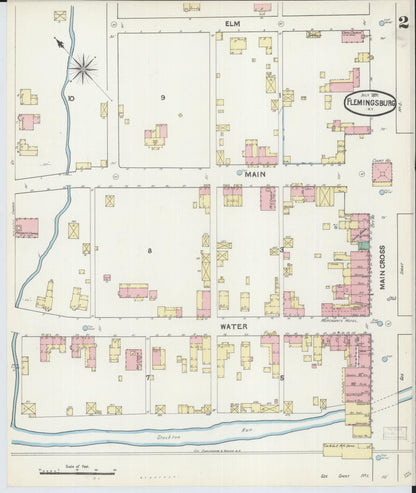 Sanborn Fire Insurance Map from Flemingsburg, Fleming County, Kentucky (1891), Sheet #0002 - Complete Map Set gallery image, historic Sanborn map, vintage wall art, Kentucky Kentucky