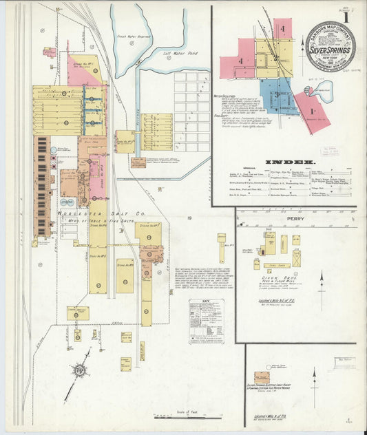 Sanborn Fire Insurance Map from Silver Springs, Wyoming County, New York (1912), Sheet #0001 - Historic Sanborn Fire Insurance Map Print, vintage old map wall art, antique decor, genealogy gift, Silver Springs Wyoming map