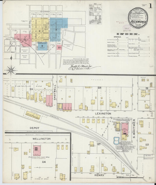 Sanborn Fire Insurance Map from Richmond, Ray County, Missouri (1893), Sheet #0001 - Complete Map Set gallery image, historic Sanborn map, vintage wall art, Missouri Missouri