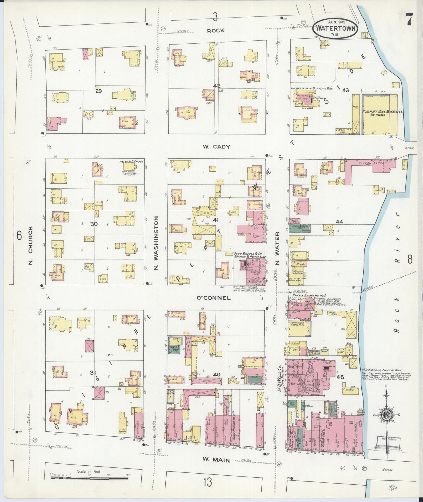 Sanborn Fire Insurance Map from Watertown, Jefferson County, Wisconsin (1909), Sheet #0007 - Complete Map Set gallery image, historic Sanborn map, vintage wall art, Wisconsin Wisconsin