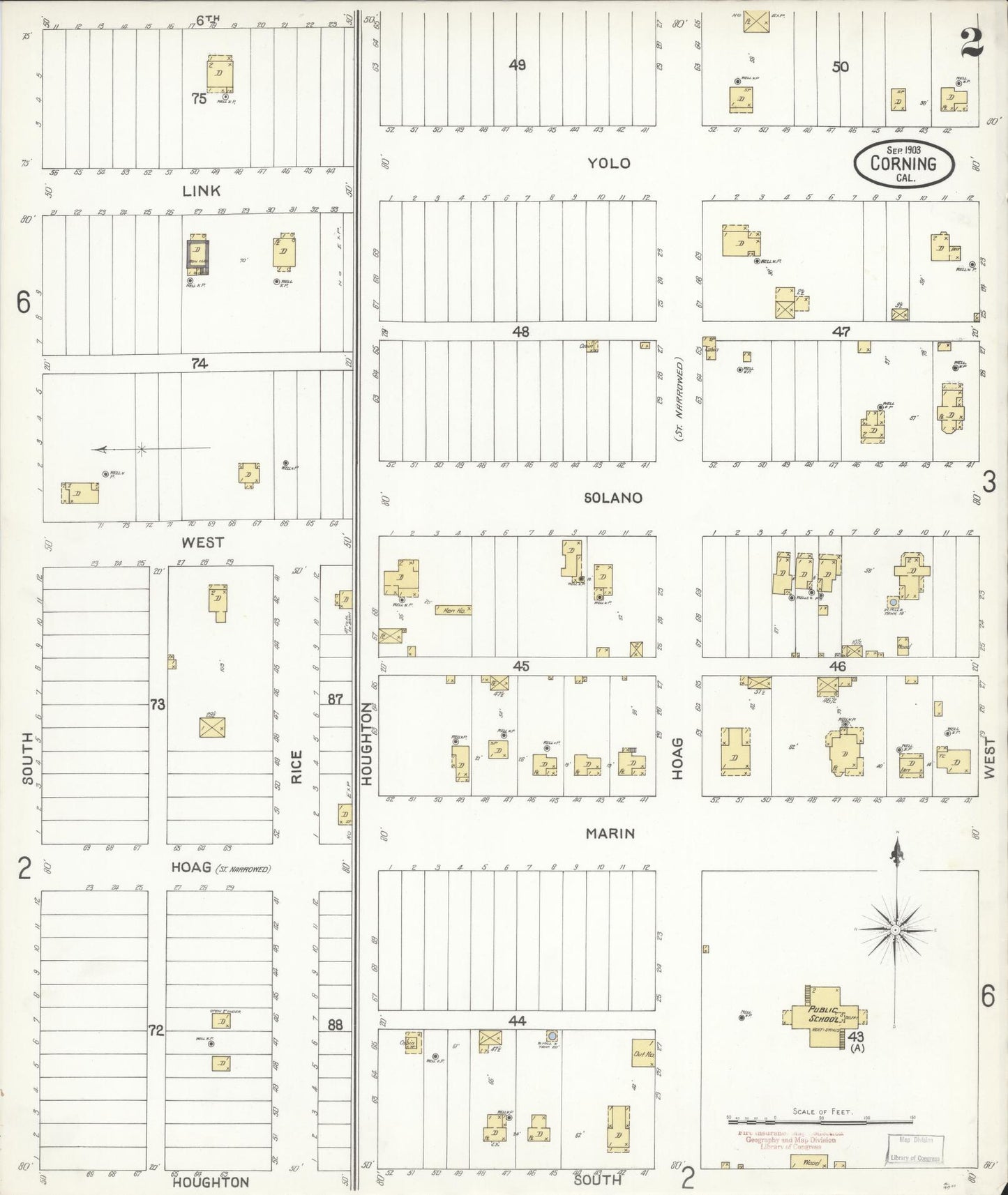 Sanborn Fire Insurance Map from Corning, Tehama County, California (1903), Sheet #0002 - Complete Map Set gallery image, historic Sanborn map, vintage wall art, California California