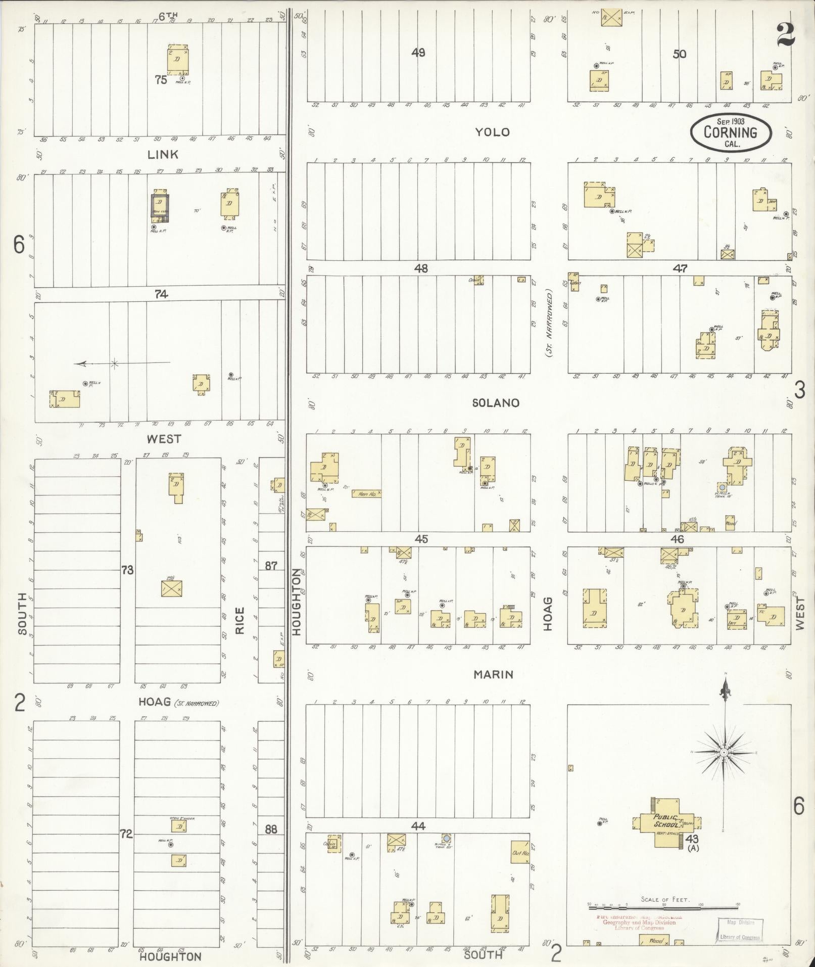 Sanborn Fire Insurance Map from Corning, Tehama County, California (1903), Sheet #0002 - Complete Map Set gallery image, historic Sanborn map, vintage wall art, California California
