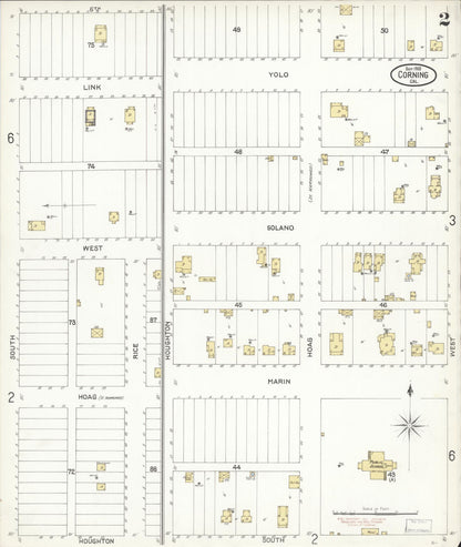 Sanborn Fire Insurance Map from Corning, Tehama County, California (1903), Sheet #0002 - Complete Map Set gallery image, historic Sanborn map, vintage wall art, California California