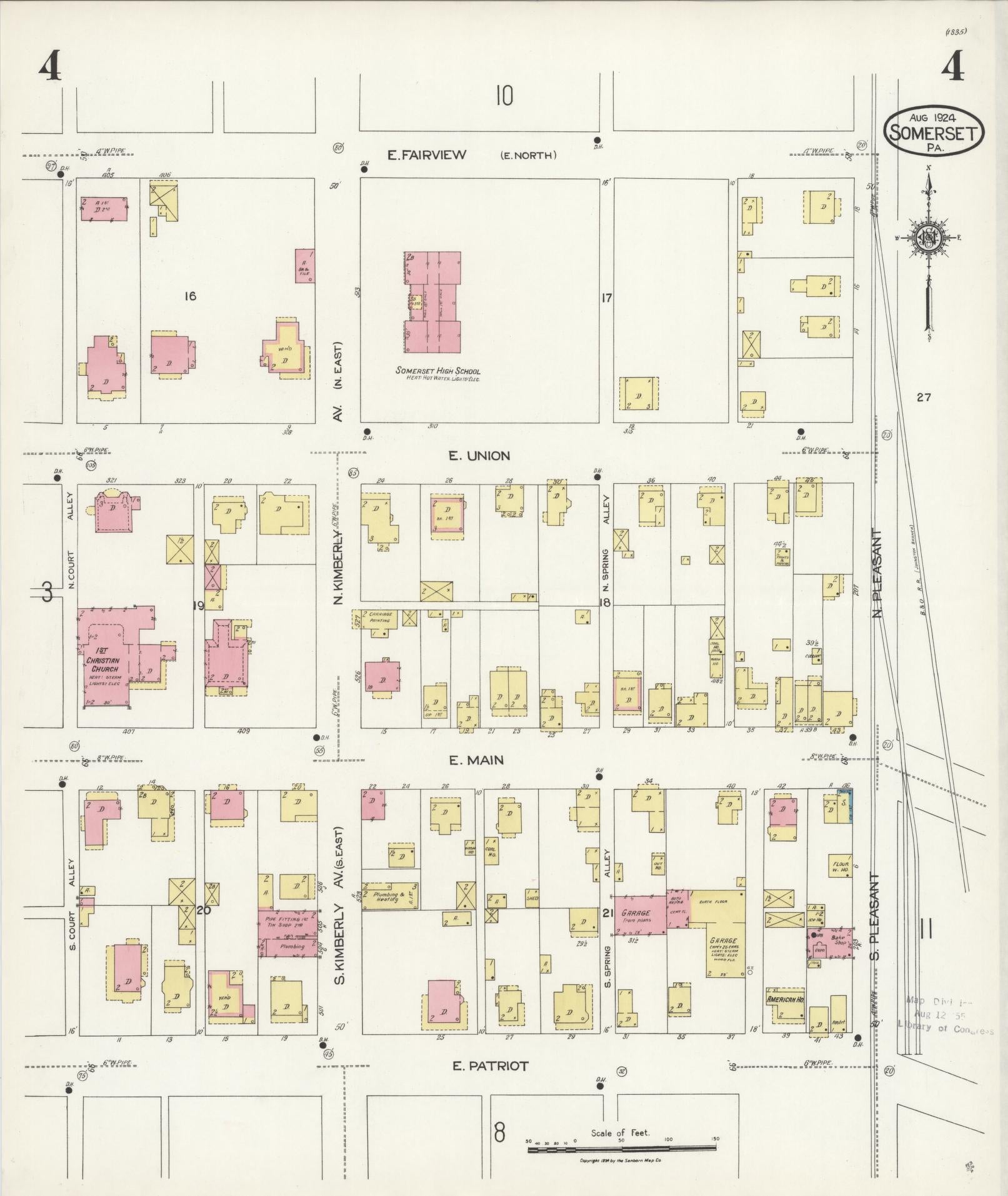 Sanborn Fire Insurance Map from Somerset, Somerset County, Pennsylvania (1924), Sheet #0004 - Complete Map Set gallery image, historic Sanborn map, vintage wall art, Pennsylvania Pennsylvania