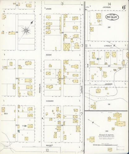 Sanborn Fire Insurance Map from Red Bluff, Tehama County, California (1900), Sheet #0006 - Complete Map Set gallery image, historic Sanborn map, vintage wall art, California California