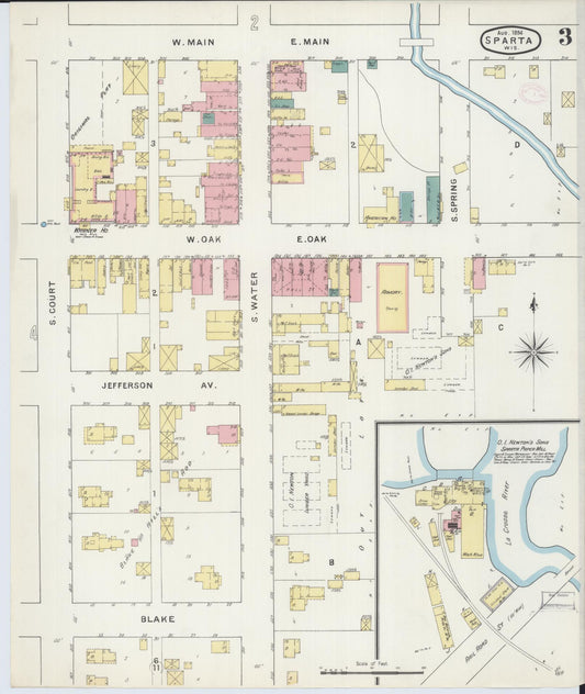 Sanborn Fire Insurance Map from Sparta, Monroe County, Wisconsin (1894), Sheet #0003 - Historic Sanborn Fire Insurance Map Print, vintage old map wall art, antique decor, genealogy gift, Wisconsin Wisconsin map