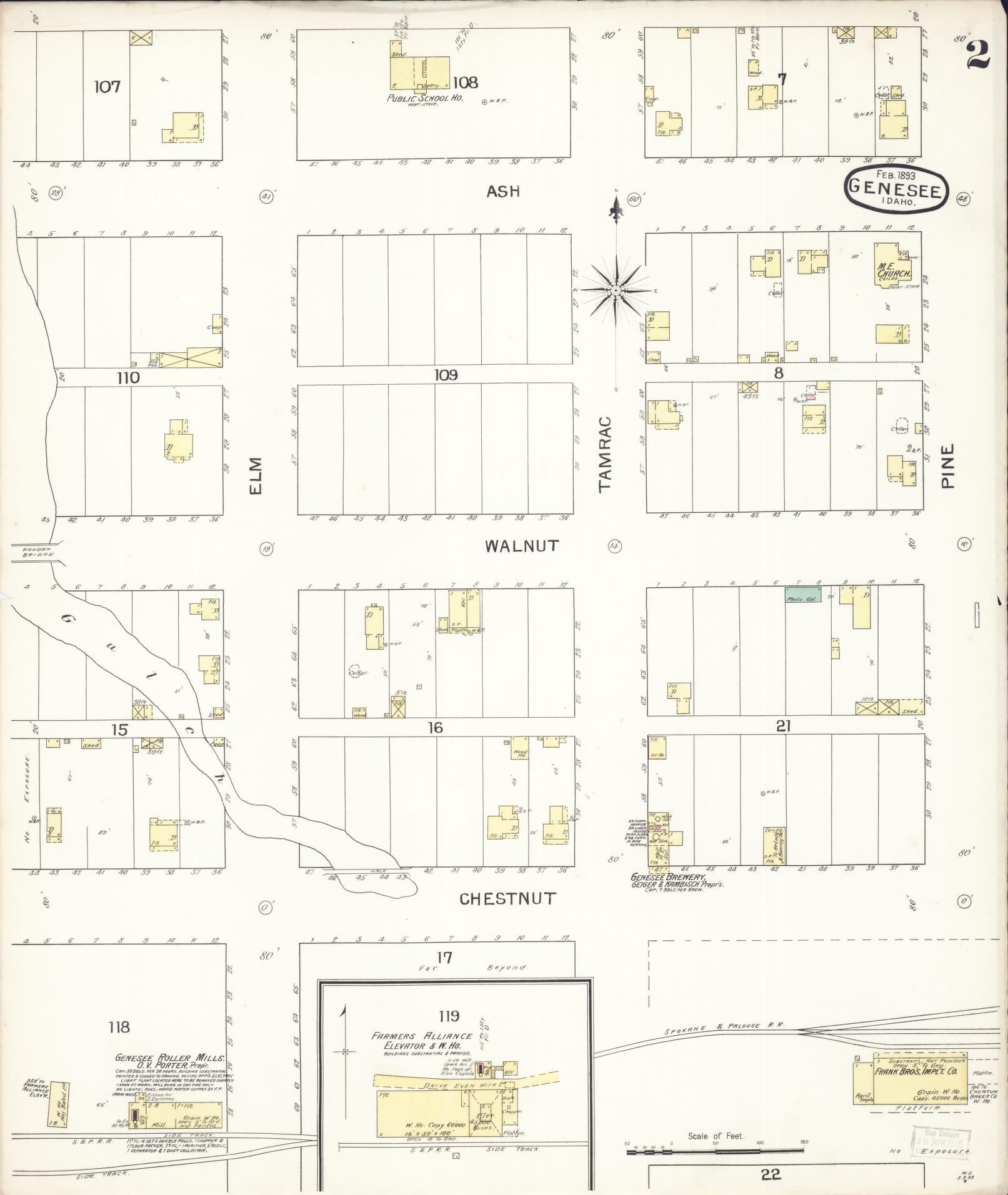 Sanborn Fire Insurance Map from Genesee, Latah County, Idaho (1893), Sheet #0002 - Complete Map Set gallery image, historic Sanborn map, vintage wall art, Idaho Idaho