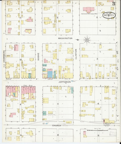 Sanborn Fire Insurance Map from De Witt, Clinton County, Iowa (1893), Sheet #0003 - Historic Sanborn Fire Insurance Map Print, vintage old map wall art