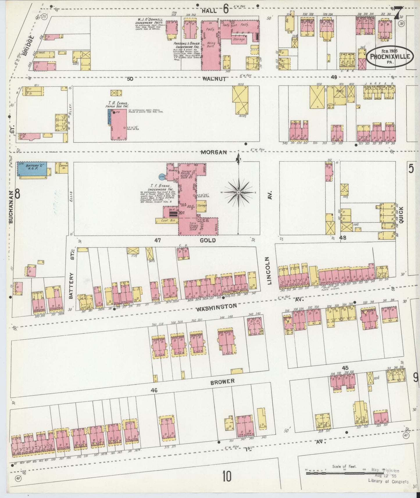 Sanborn Fire Insurance Map from Phoenixville, Chester County, Pennsylvania (1906), Sheet #0007 - Complete Map Set gallery image, historic Sanborn map, vintage wall art, Pennsylvania Pennsylvania