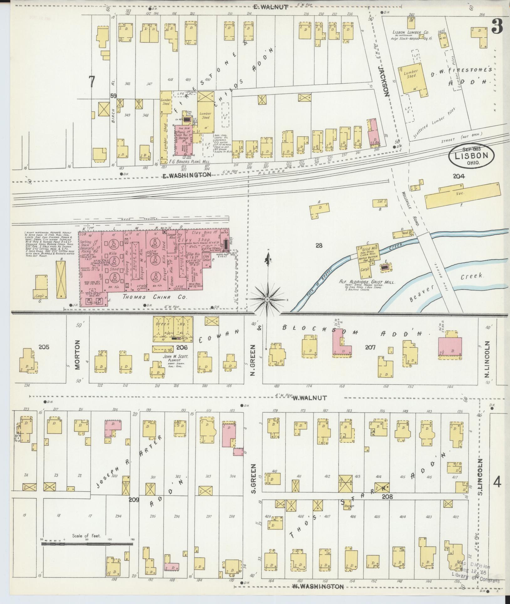 Sanborn Fire Insurance Map from Lisbon, Columbiana County, Ohio (1903), Sheet #0003 - Historic Sanborn Fire Insurance Map Print, vintage old map wall art, antique decor, genealogy gift, Ohio Ohio map