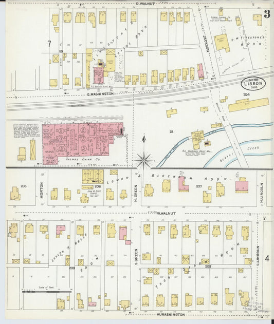 Sanborn Fire Insurance Map from Lisbon, Columbiana County, Ohio (1903), Sheet #0003 - Historic Sanborn Fire Insurance Map Print, vintage old map wall art, antique decor, genealogy gift, Ohio Ohio map