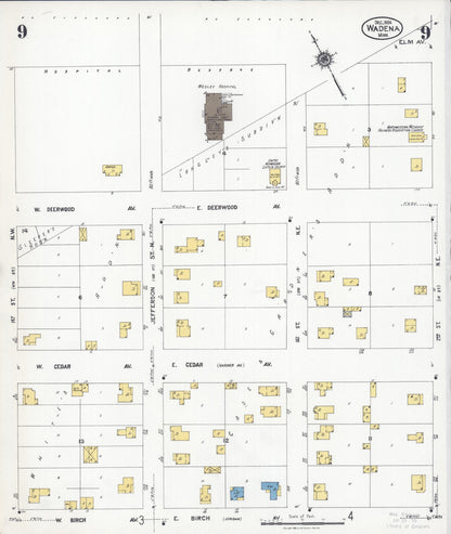 Sanborn Fire Insurance Map from Wadena, Wadena County, Minnesota (1924), Sheet #0009 - Complete Map Set gallery image, historic Sanborn map, vintage wall art, Minnesota Minnesota